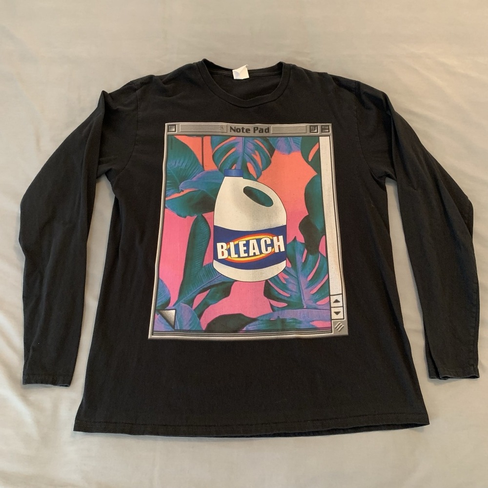 Bleach Vaporwave Black Long Sleeve Tee T-Shirt Mens Large Grunge Skater Nugoth
